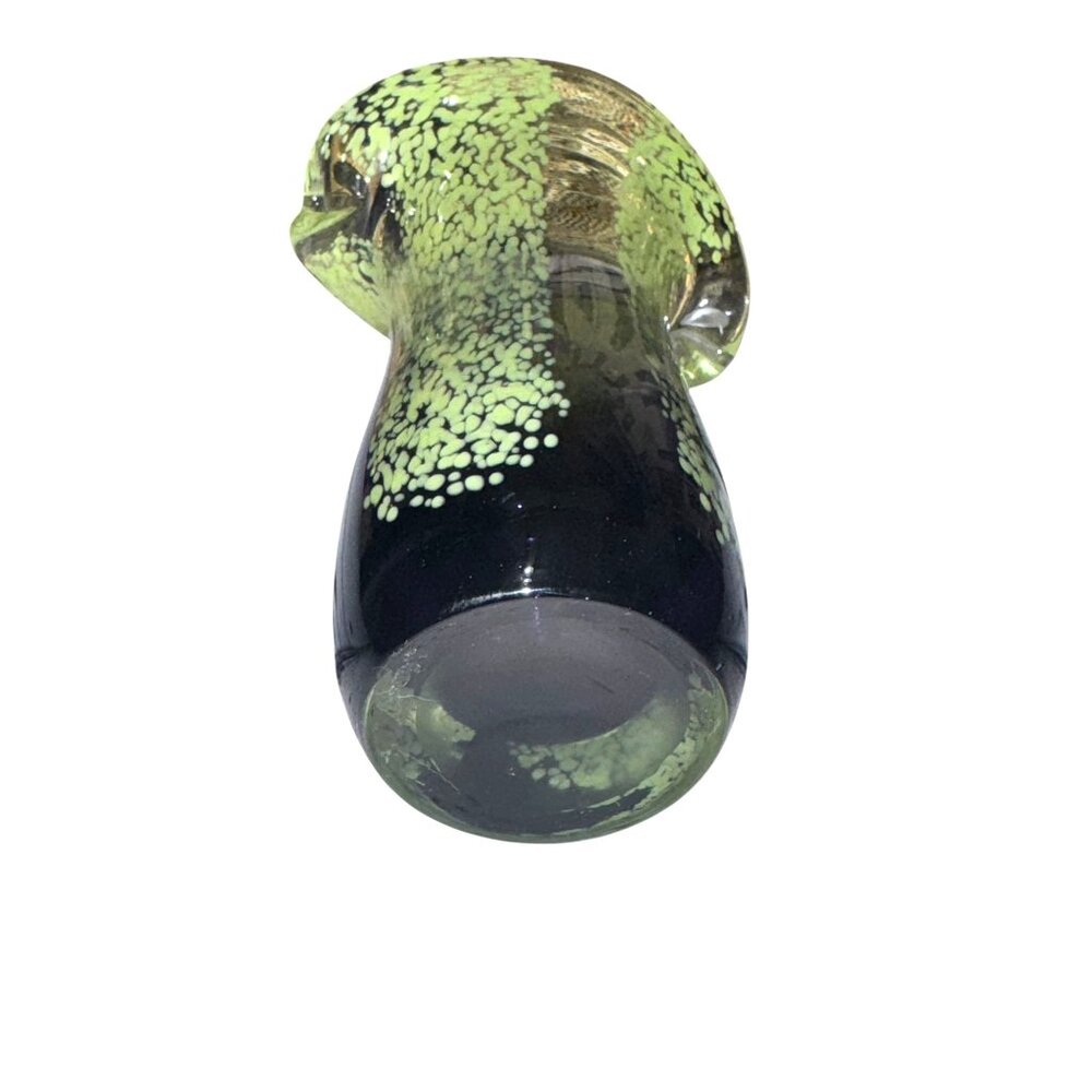 Lime Green Amethyst Purple Flared Edge Art Glass Murano Style Vase - Picture 10 of 10